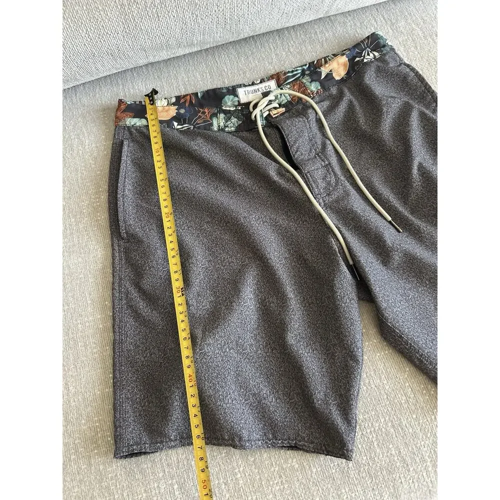Trunks Co Gray Hawaian Swim Trunks 32 Floral 90s Retro